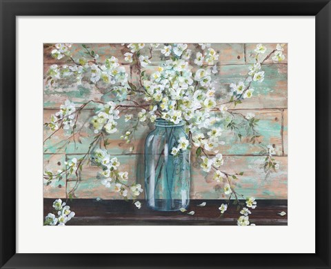 Framed Blossoms in Mason Jar Print