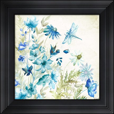 Framed Wildflowers and Butterflies Square I Print