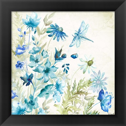 Framed Wildflowers and Butterflies Square I Print