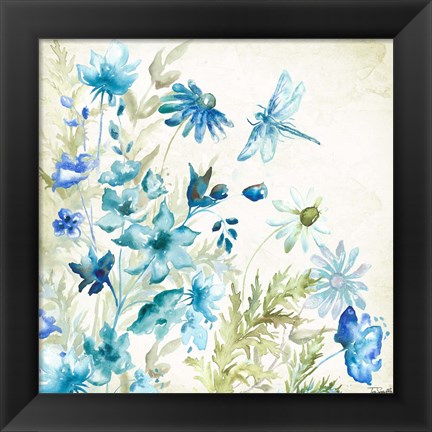 Framed Wildflowers and Butterflies Square I Print