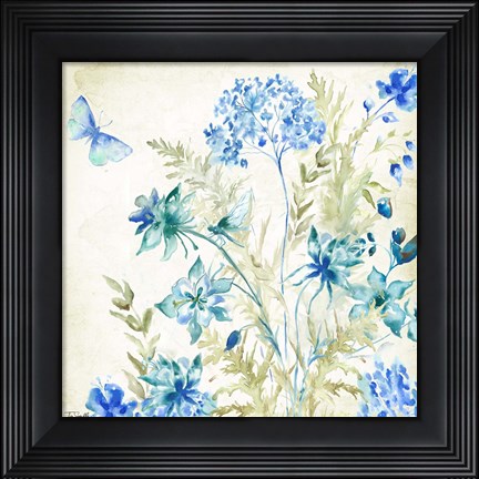 Framed Wildflowers and Butterflies Square II Print