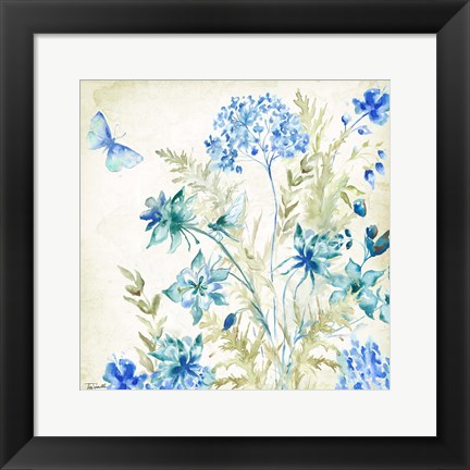 Framed Wildflowers and Butterflies Square II Print