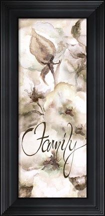 Framed Cotton Boll Panel Grey Sentiment I (Family) Print