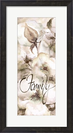 Framed Cotton Boll Panel Grey Sentiment I (Family) Print
