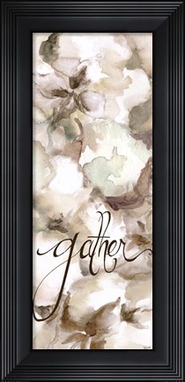 Framed Cotton Boll Panel Grey Sentiment II (Gather) Print