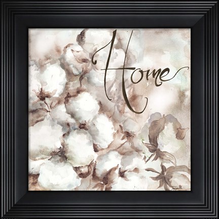 Framed Cotton Boll Triptych Sentiment I (Home) Print