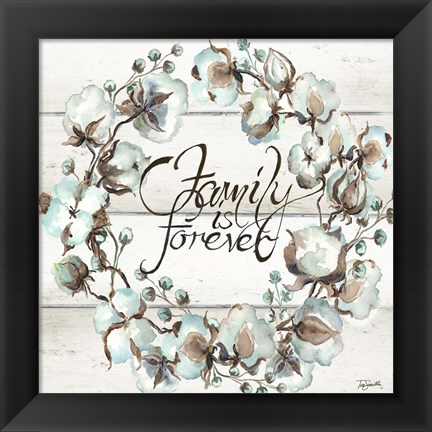 Framed Cotton Boll Family Wreath Print