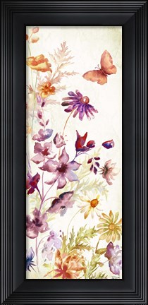 Framed Colorful Wildflowers and Butterflies Panel I Print