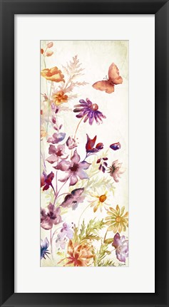 Framed Colorful Wildflowers and Butterflies Panel I Print