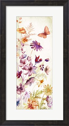 Framed Colorful Wildflowers and Butterflies Panel I Print