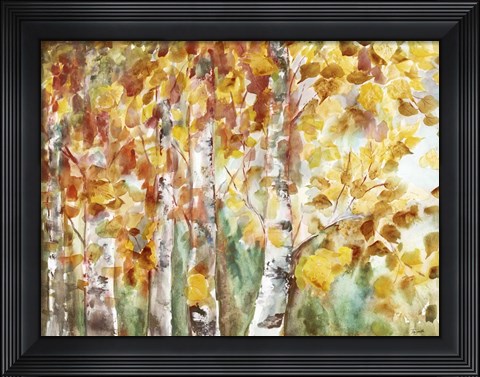 Framed Watercolor Fall Aspens Print