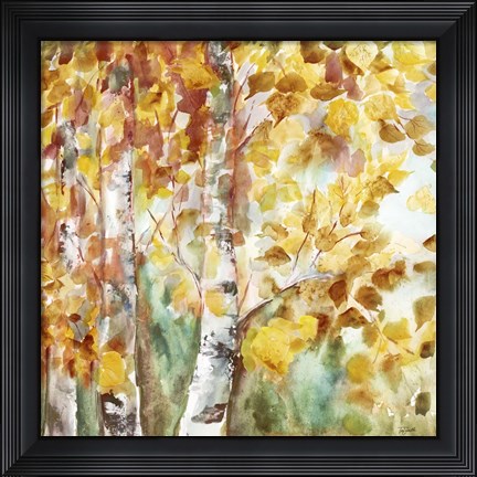 Framed Watercolor Fall Aspens Square Print