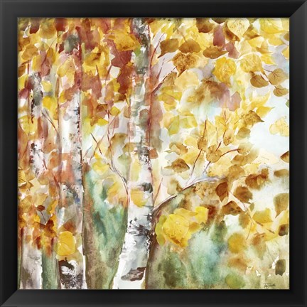 Framed Watercolor Fall Aspens Square Print