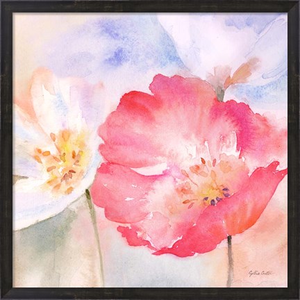 Framed Watercolor Poppy Meadow Pastel II Print