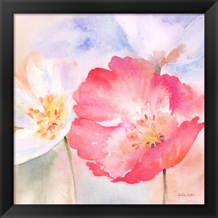 Framed Watercolor Poppy Meadow Pastel II Print