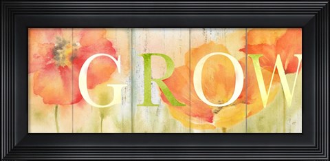Framed Watercolor Poppy Meadow Grow Sign Print