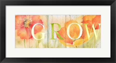 Framed Watercolor Poppy Meadow Grow Sign Print