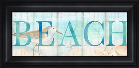 Framed Beach Sandpiper Sign Print