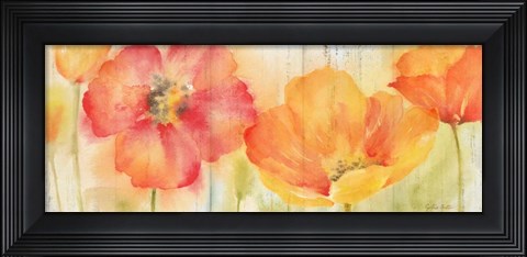 Framed Poppy Meadow Spice Woodgrain Panel Print