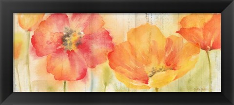 Framed Poppy Meadow Spice Woodgrain Panel Print