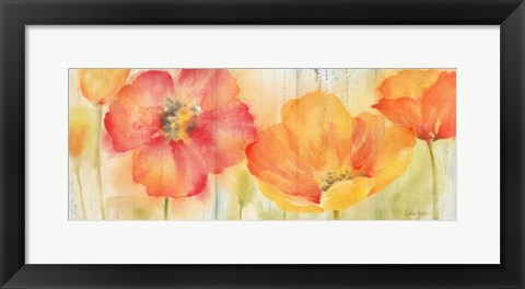 Framed Poppy Meadow Spice Woodgrain Panel Print