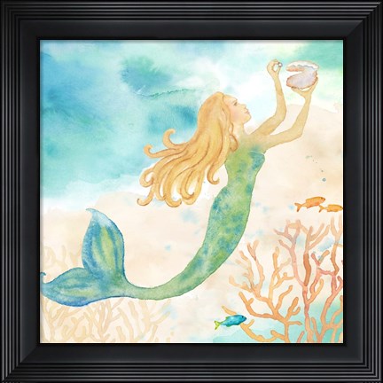 Framed Sea Splash Mermaid I Print