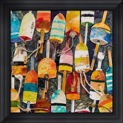 Framed Buoy Collage Square Print