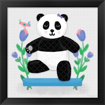 Framed Tumbling Pandas I Print