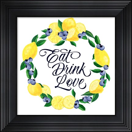 Framed Lemon Blueberry Kitchen Sign II Print