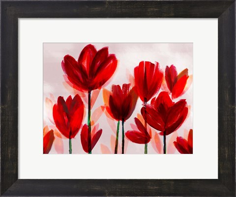 Framed Contemporary Poppies Red Print