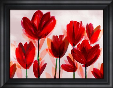 Framed Contemporary Poppies Red Print