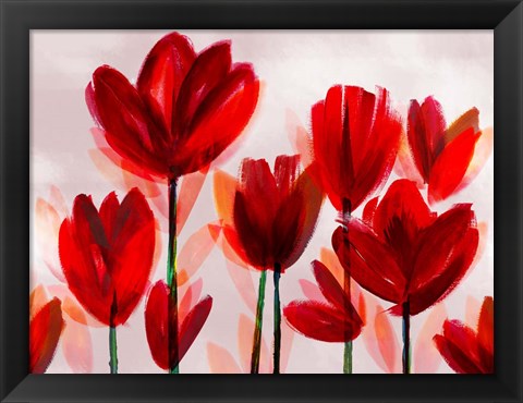 Framed Contemporary Poppies Red Print