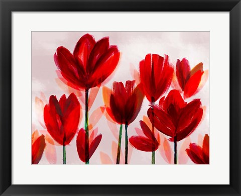 Framed Contemporary Poppies Red Print