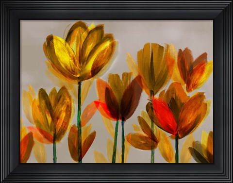 Framed Contemporary Poppies Yellow Print