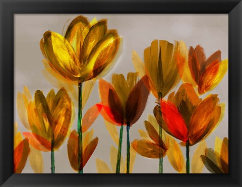 Framed Contemporary Poppies Yellow Print