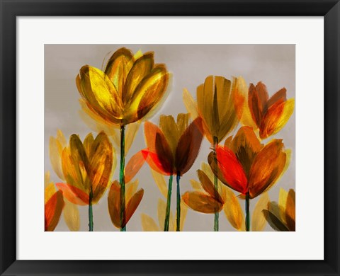 Framed Contemporary Poppies Yellow Print