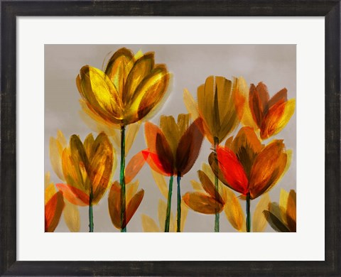 Framed Contemporary Poppies Yellow Print