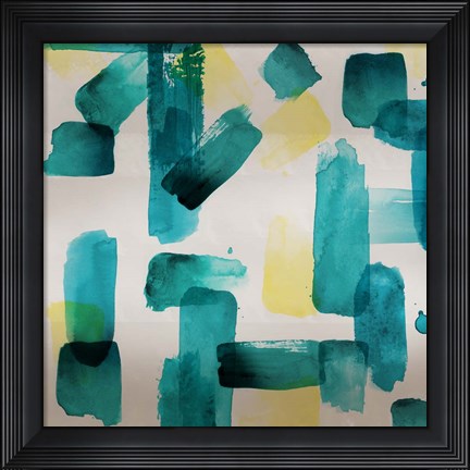 Framed Aqua Abstract Square II Print