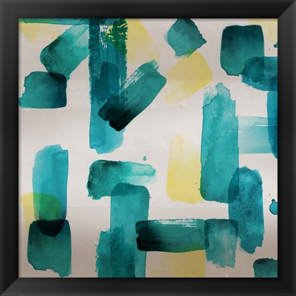 Framed Aqua Abstract Square II Print