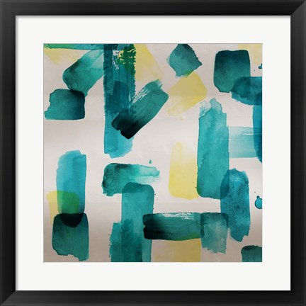 Framed Aqua Abstract Square II Print