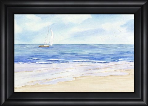 Framed Sailboat and Seagulls I Print