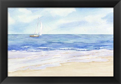 Framed Sailboat and Seagulls I Print