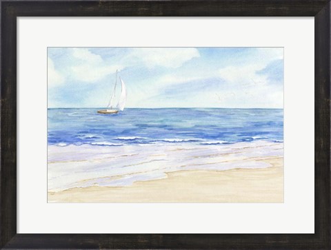 Framed Sailboat and Seagulls I Print