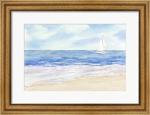Framed Sailboat and Seagulls II Print
