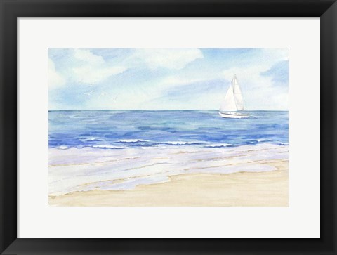 Framed Sailboat and Seagulls II Print