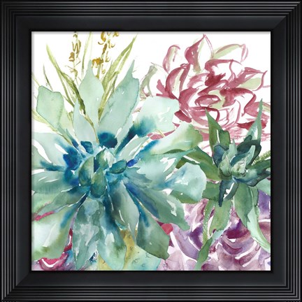 Framed Succulent Garden Watercolor II Print