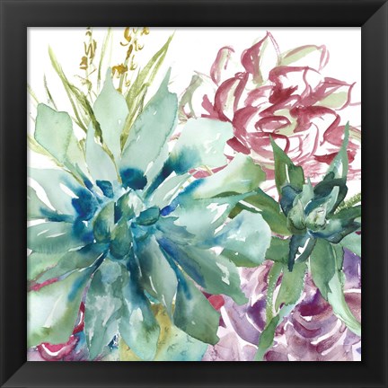 Framed Succulent Garden Watercolor II Print