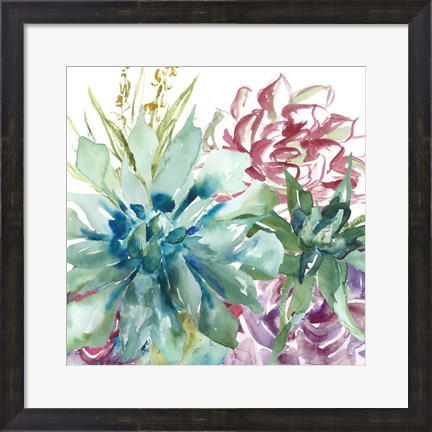 Framed Succulent Garden Watercolor II Print