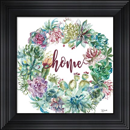 Framed Succulent Garden Wreath Home Print