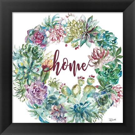 Framed Succulent Garden Wreath Home Print